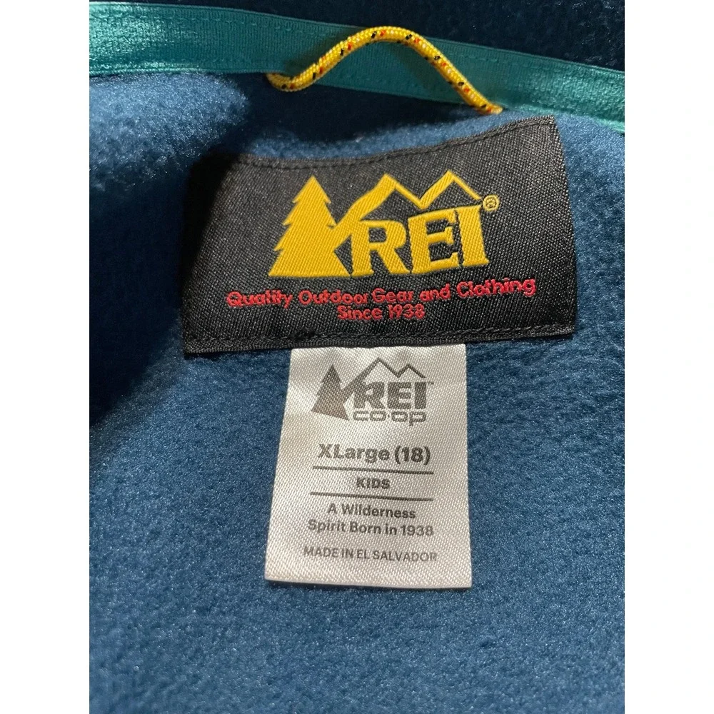 REI Full Zip Fleece Jacket Kids Size XL Blue Retro Polartec Outdoors Gorpcore